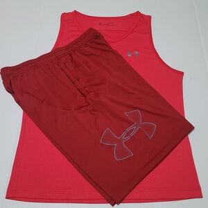 Under Armour Red Tank Top and Shorts Set